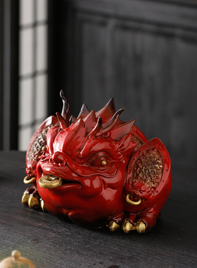 创意招财金蟾陶瓷工艺品送礼品中式家居客厅办公室桌面店铺装饰品