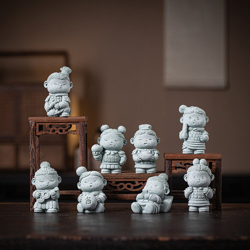 创意青砂卡通兵马俑桌面小摆件博古架手把件办公室茶桌面装饰礼品