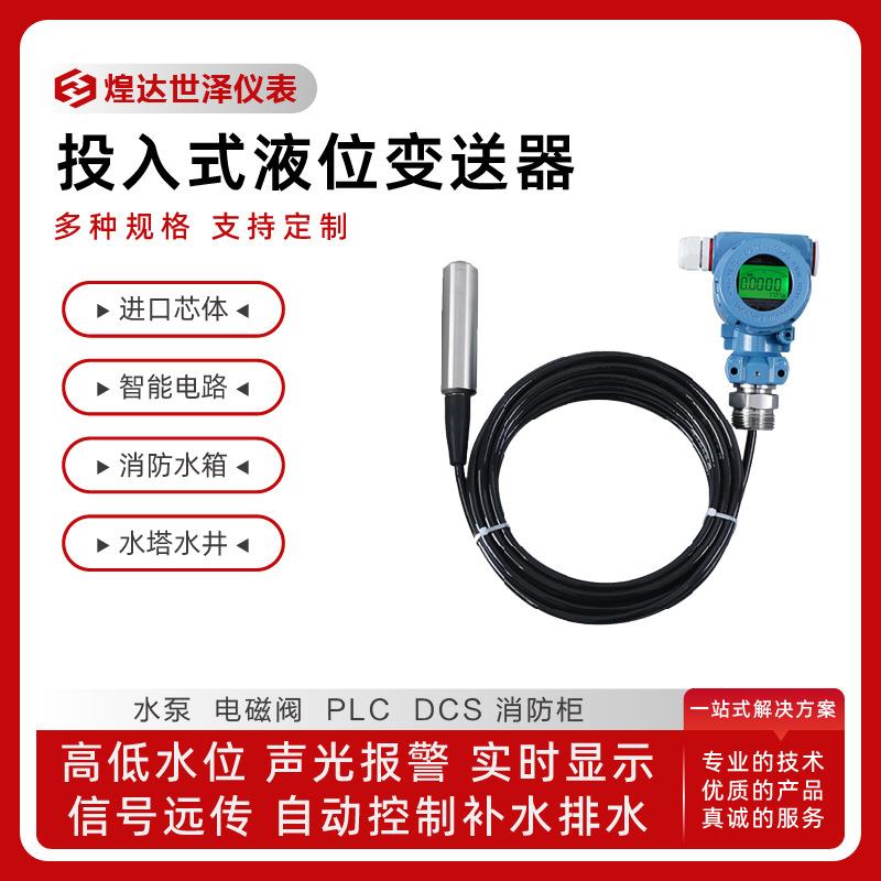 数显高精度投入式液位变送器4-20mA远传带显示液位变送器传感器
