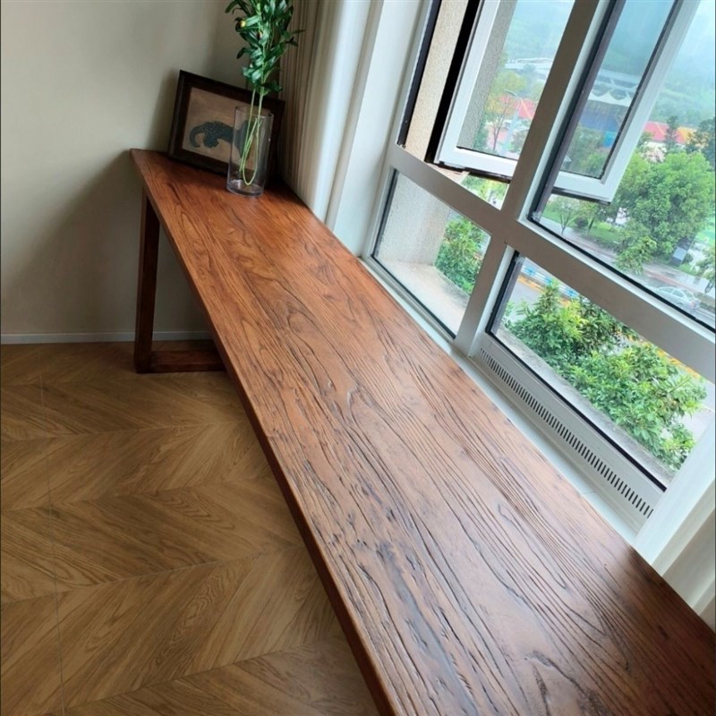 老榆木大板书桌靠窗书房桌覆古国风中式K书法桌学习桌长条桌实木
