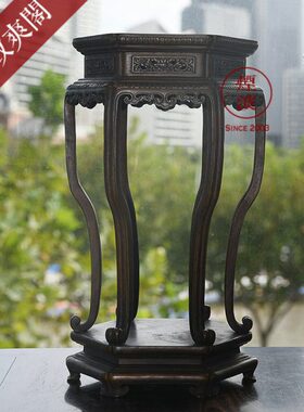 巧花架 几炉 六角 生陈巧生 缠枝纹 纯铜香摆件