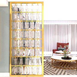 隔断不锈钢屏风简约挂屏风格网红酒店别墅片客厅水晶装饰花玻璃砖