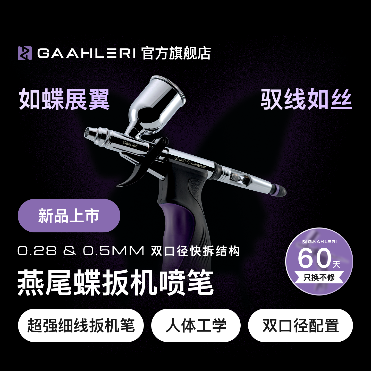 【旗舰】燕尾蝶双口径扳机喷笔