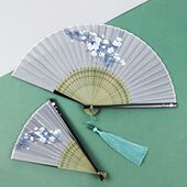 女士全竹折扇金7寸扇子马面裙古风真丝随身便携35描舞蹈扇中国风1