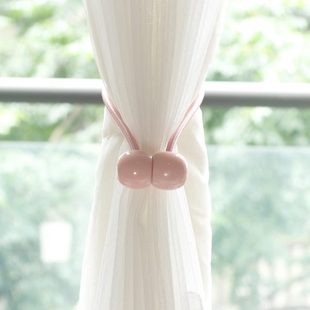 窗帘磁吸 长促创意窗帘磁吸绑扣绑珠免打孔防水纱帘浴帘绑绳一对装