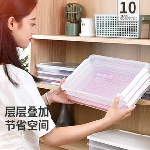 长促方形收纳盒透明塑料带盖密封防潮A4文件盒档案资料整理桌面