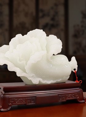 高档仿玉白菜办公桌摆件招财乔迁新居礼品家居客厅酒柜收银台装饰