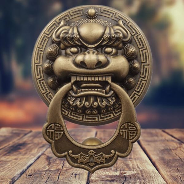 仿古中式真铜大拉手麒麟全铜大门狮子拉手仿古纯黄铜兽头实大门环