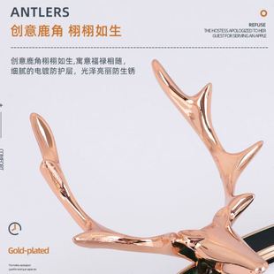 挂钟客厅静音钟表现简约摇摆时钟家用个性 6BUJ鹿头时尚 石英钟