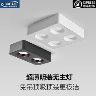 筒灯超薄双头四头斗胆灯客厅防眩光吸顶卧室无主灯照明 全光谱明装