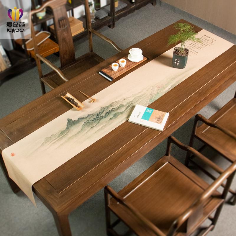 杏花春雨楼茶席中式禅意桌旗高端垫布茶桌布茶巾茶布垫子防水茶旗