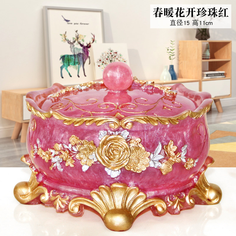 创意时尚大号烟灰缸防飞灰带盖欧式客厅办公室个性桌面摆件树脂
