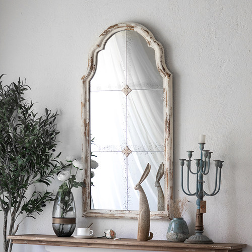 JZ008 法式乡村做旧民宿背景墙面装饰镜壁挂窗镜穿衣玄关镜墙饰品