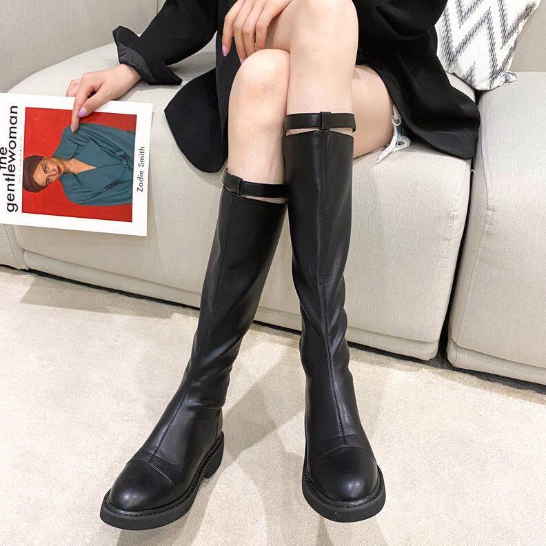 粗跟网红显瘦秋冬新款不子骑士靴女长筒靴2023马靴高筒中跟靴过膝