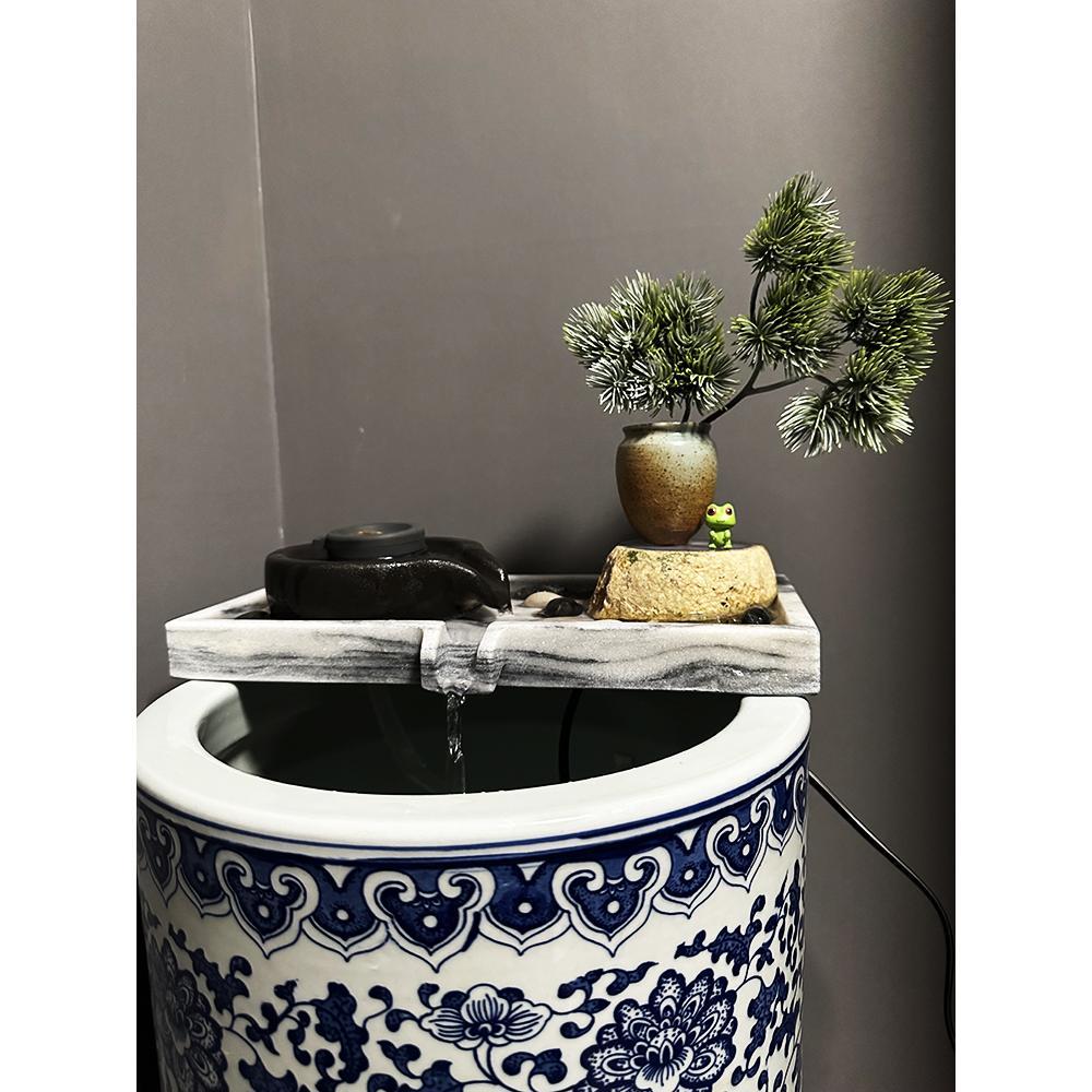 流水瓦罐石槽摆件循环水景观鱼缸原石头流水槽造