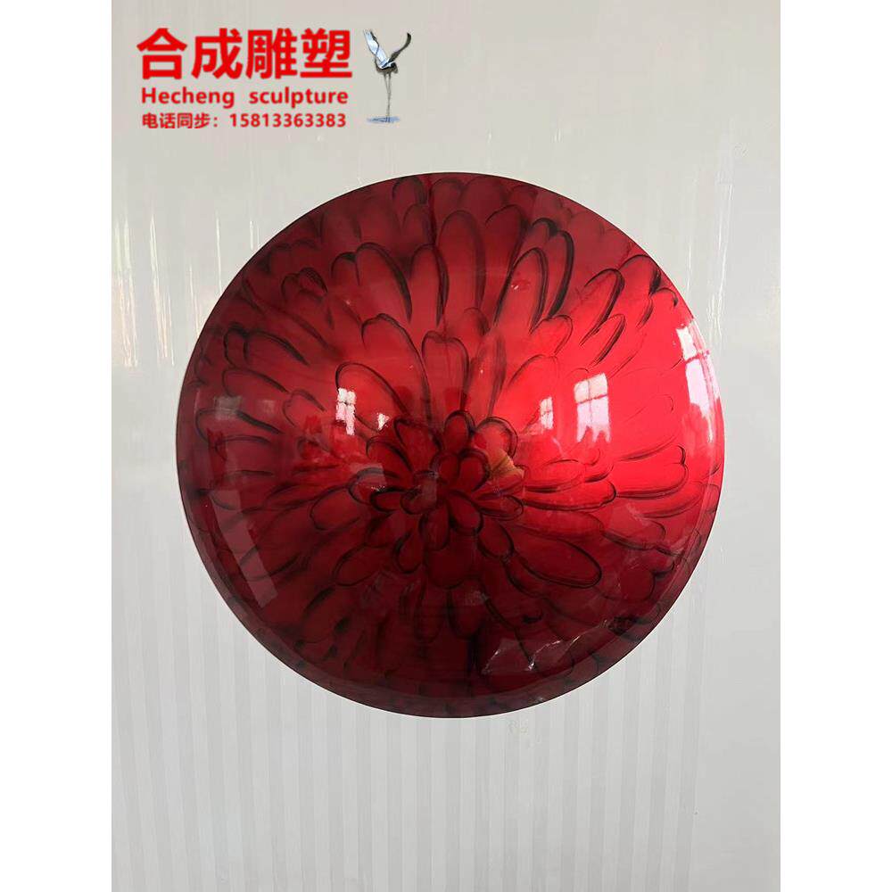 现代背景墙不锈钢圆盘凹面装饰壁饰轻奢客厅金属凸面彩绘圆形壁挂