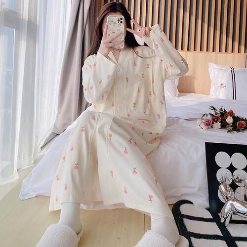 孕妇生产服进产房春秋夏季哺乳睡裙医院待产裙裤子大码秋冬月子服