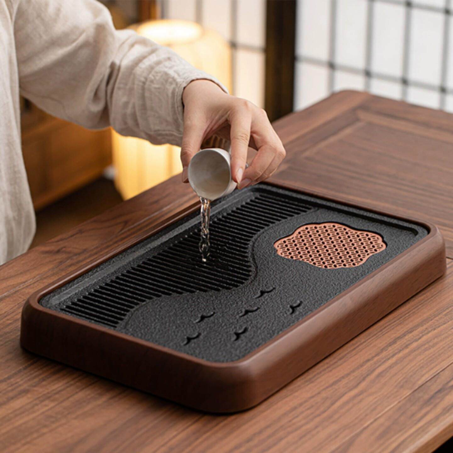 新中式茶盘家用茶托盘新款客厅高档仿乌金石小型茶海干泡小茶台