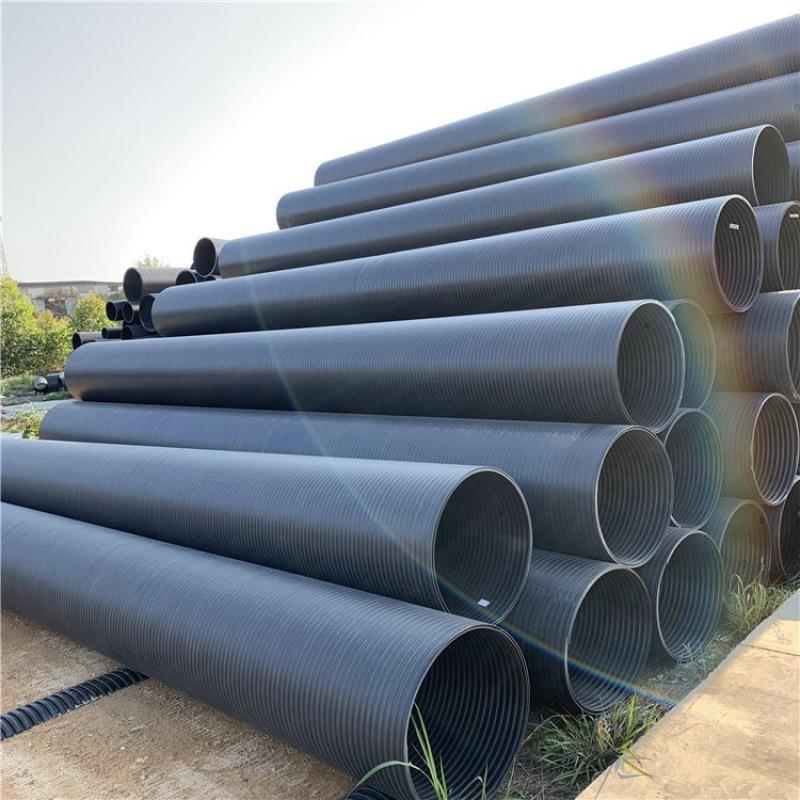 HDPE中空壁缠绕管A型HDPE双壁波纹管钢带钢塑管SN8克拉管厂家