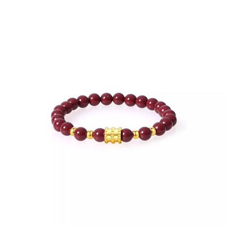 Bogefu Cinnabar Gold Bead Bracelet for Women, Lucky Bead Bracelet for the Year of Birth, Accessories with Small Gold Beads, 999 Pure Gold Gift