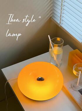 网红中世纪在王布力甜甜圈台灯壁灯卧室触摸橙色包豪斯床边气氛灯