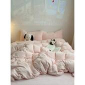 网红茶花加厚奶丝绒四件套秋冬简易暖被单南通床上用品