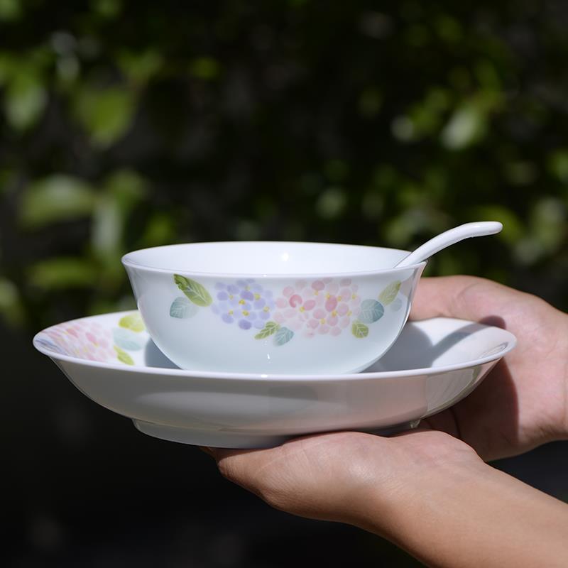 景德镇手绘餐具高级套装高温瓷碗盘釉下彩高档餐具家用菜盘米饭碗