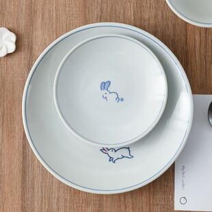 肆月盘子家用盘子陶瓷餐盘备盘子覆古高级感平盘圆盘早餐盘凉菜盘