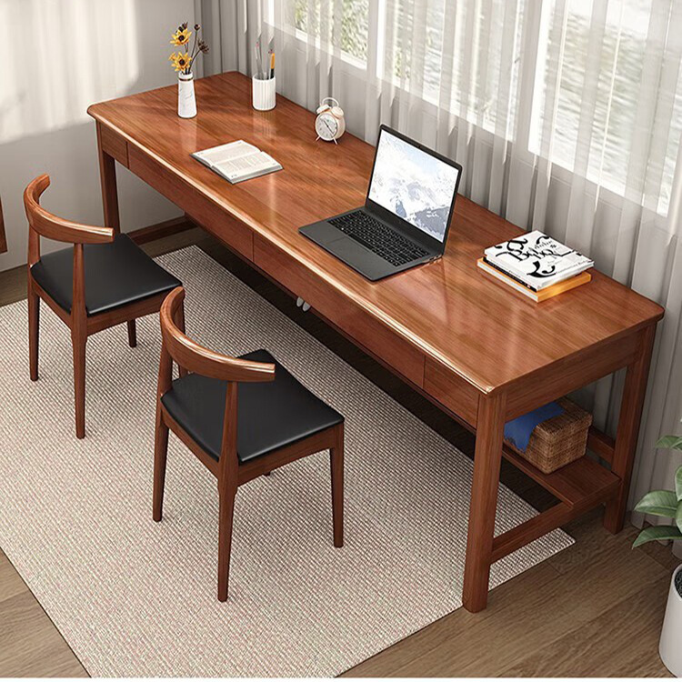实木书桌长条桌子家用成人办公桌加长小孩电脑桌卧室双人写字桌椅