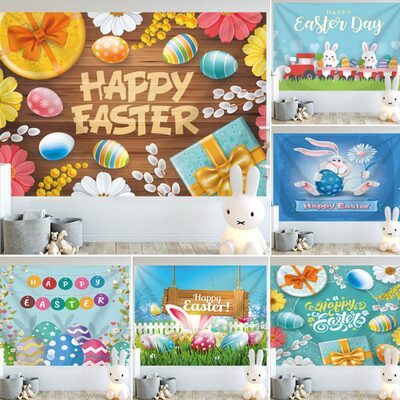 st餐厅app节假儿童挂布酒吧背景布Eay h装饰墙布蛋er活节新款复日