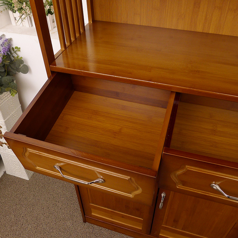 楠竹柜子储物柜厨房置物架收纳架收纳柜餐边柜置物柜带门多层落地