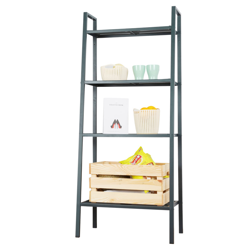 厨房阳台家用置物架落地多层收纳架卧室收纳铁艺书架梯形储物架子