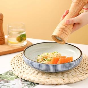 创意家用陶瓷菜盘子碟子深盘复古手绘吃饭盘子家用汤盘套装 日式