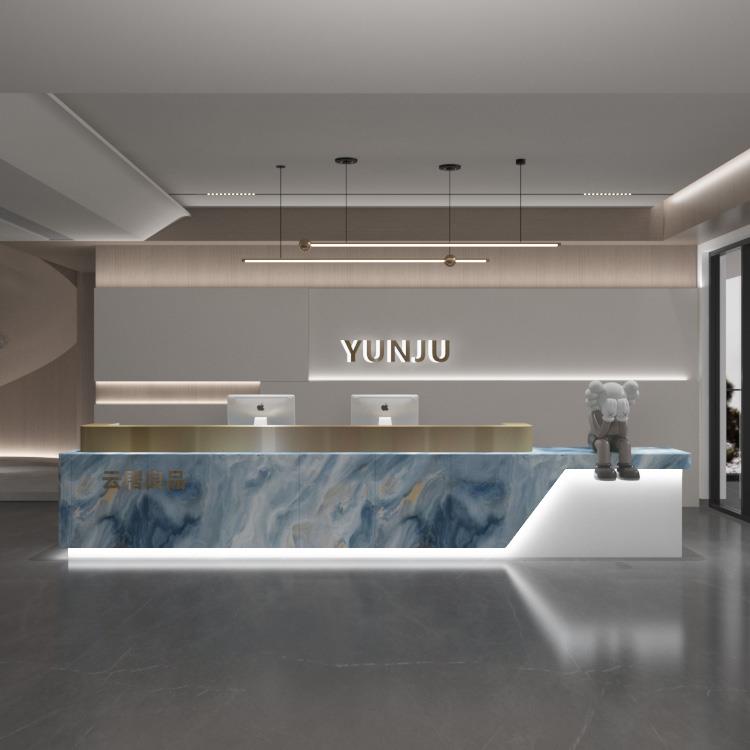 前台真大理石岩板公司接待台导诊台咨询台培训机构收银台酒店吧台