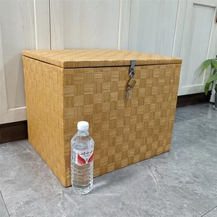 收纳箱大容量零食储物柜收纳盒小箱子家用密码 带锁 盒子藤编上锁