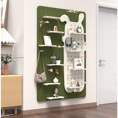 洞洞板穿衣镜收纳挂衣架一体玄关客厅可遮挡电表箱可推拉关闭镜子