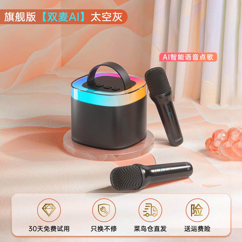 索爱SK2蓝牙音箱家用无线k歌音响话筒麦克风户外唱歌小型家庭ktv
