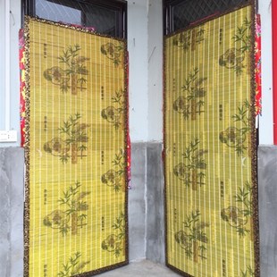 家用印花竹门帘竹帘挂帘卷帘加网纱通风透气防蚊防蝇遮阳 夏季