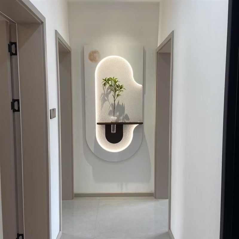 实木无框装饰画侘寂风走廊过道雕刻画玄关背景墙灯具玄关款挂画