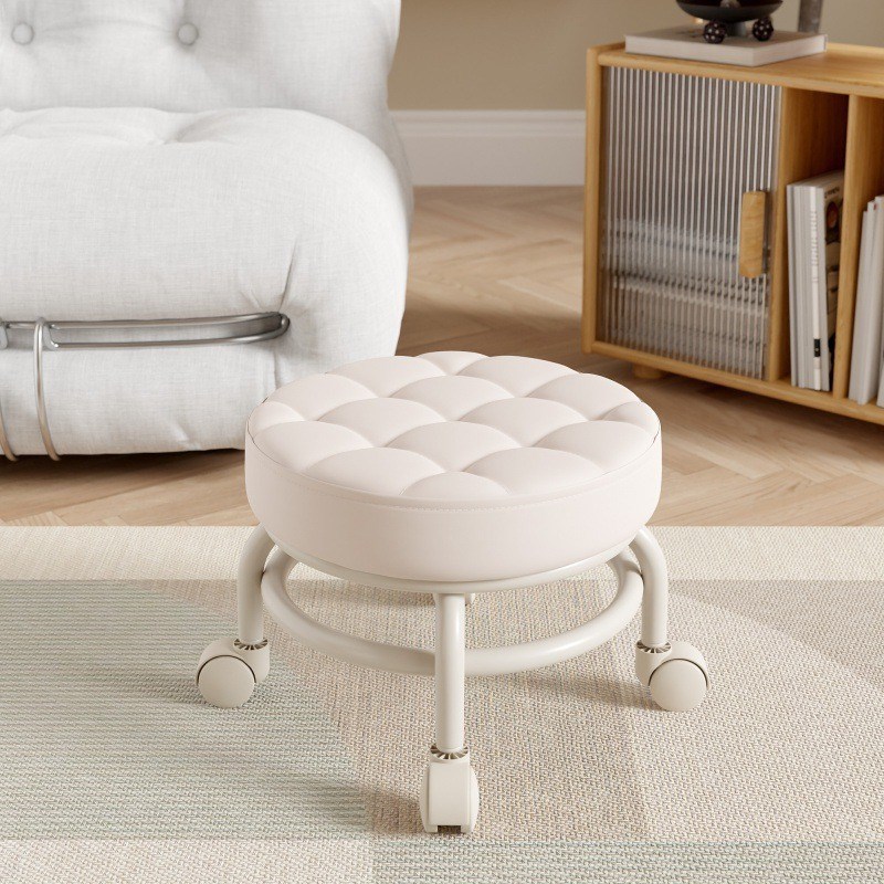 透明滑轮矮凳万向轮小凳子出租房凳子网红家用多功能美缝圆凳椅子