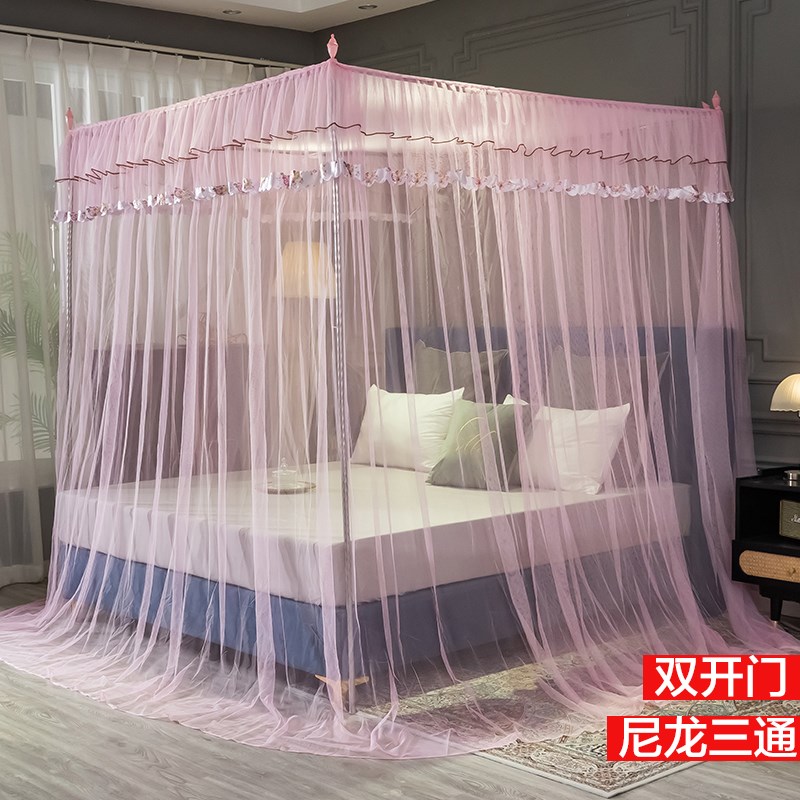 7N蚊帐双开门公主风方顶落地宫廷支架1.5米1.8m床加密加厚双人家