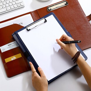 锦兔带扣多功能文件夹pu皮质A4便签本带磁扣商务经理夹资料夹