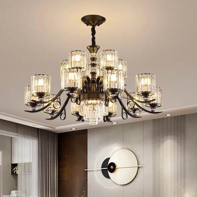 轻奢水晶客厅吊灯奢华大气主灯美式现代简约吸顶灯具组合全屋套餐