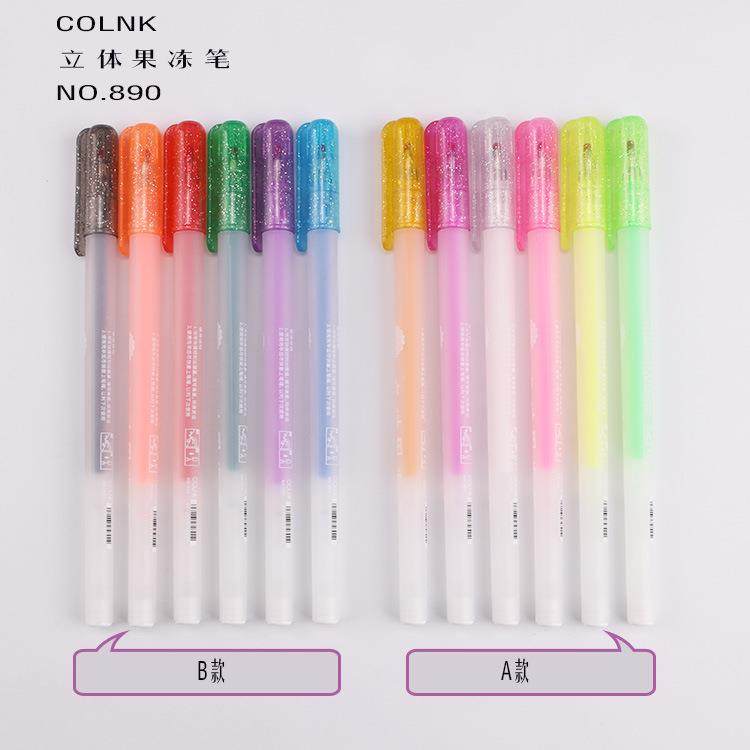 柯林890立体3D果冻笔DIY荧光1.0mm涂鸦玻璃陶瓷绘画笔拔帽中性笔