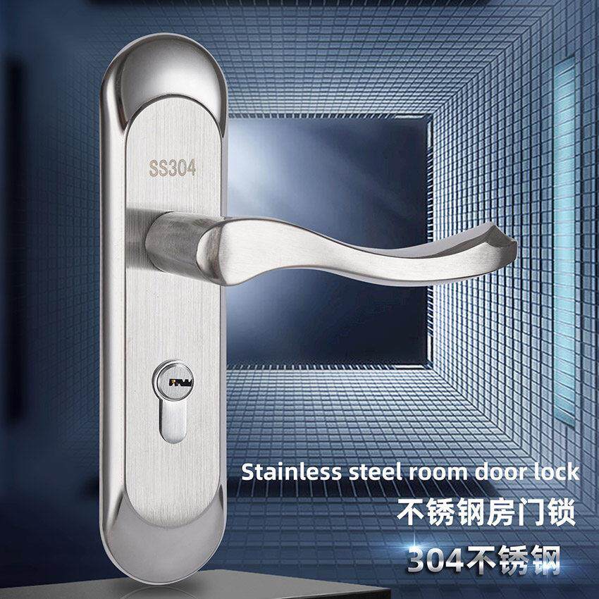 不锈钢面板锁不锈钢室内卧室门锁实木门锁板手锁具140 155孔单舌