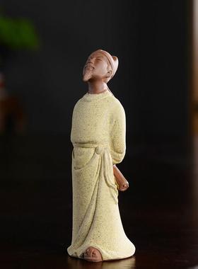 创意琴棋书画古代历史人物摆件陶瓷雕塑李白禅意微景观造景装饰品