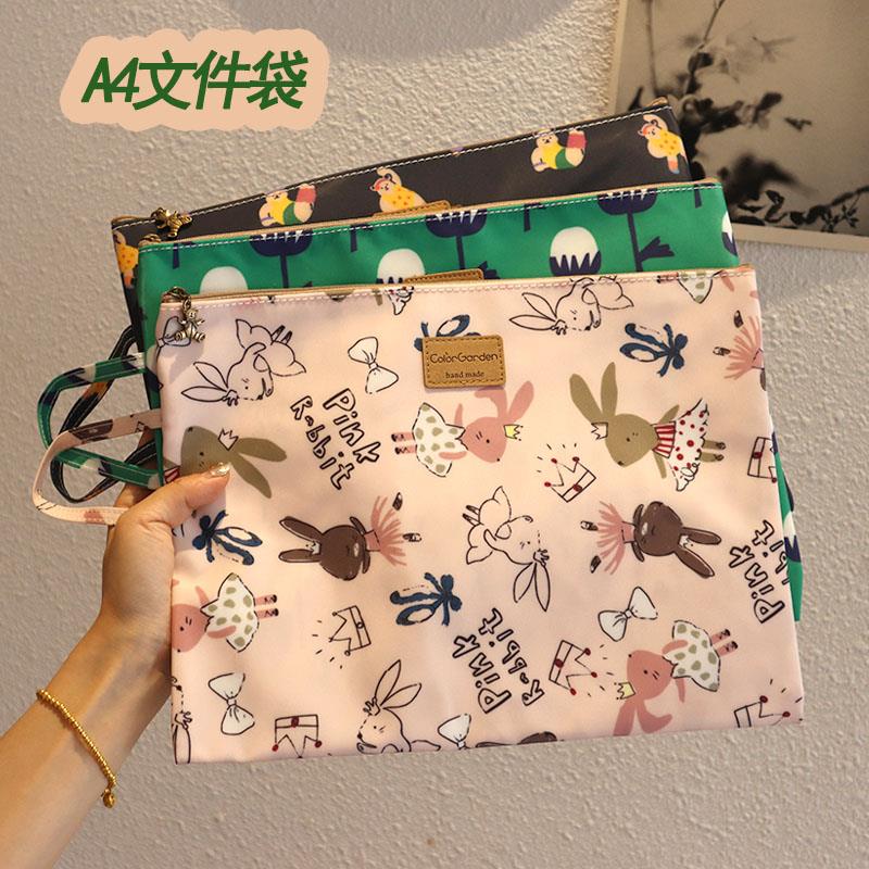 韩国卡通防水A4文件包大容量学生拉链资料袋产检孕检档案包收纳包