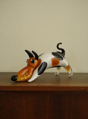 ladylike 简约北欧古法琉璃小狗 客厅玄关酒柜装饰品摆件家居饰品