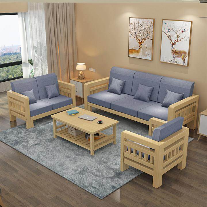 简约现代实木沙发客厅小户型L型转角贵妃组合新中式松木沙发布艺