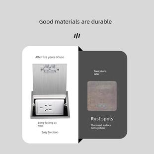 国际电工嵌入式隐形地插304不锈钢带USB家用超薄防水地面纯平插座